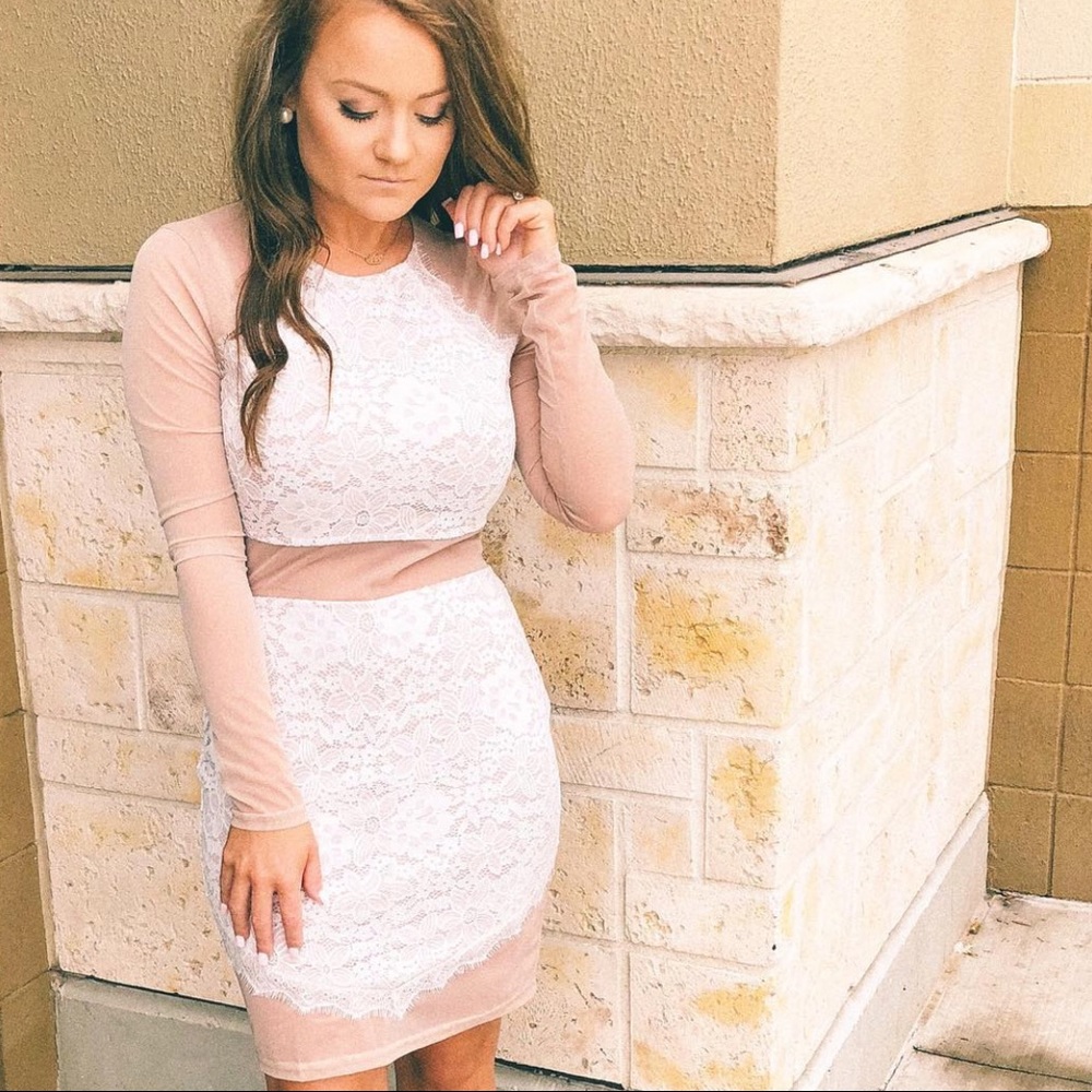 BNWT Nude Mesh and White Lace Dress